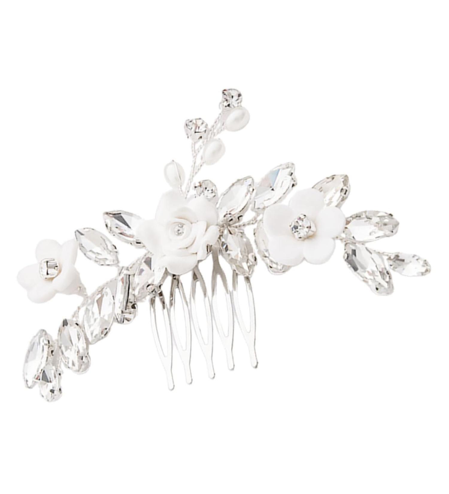 minkissy Bride Hair Comb Wedding Hair Side Comb Floral Hair Comb Bridal Hair Side Comb Bridal Hair Accessories Hair Side Comb White Miss Soft Pottery Metal Twist - Buy Online on GoSupps.com