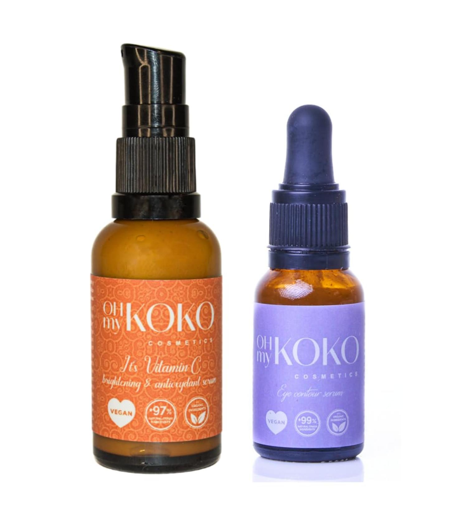 Women's gift box. Pack of serum and face cream "anti-aging face" and "eye contour". Vitamin C Serum Astaxanthin + Hyaluronic Acid Serum. Reduces wrinkles. Natural cosmetics. - Buy Online on GoSupps.com