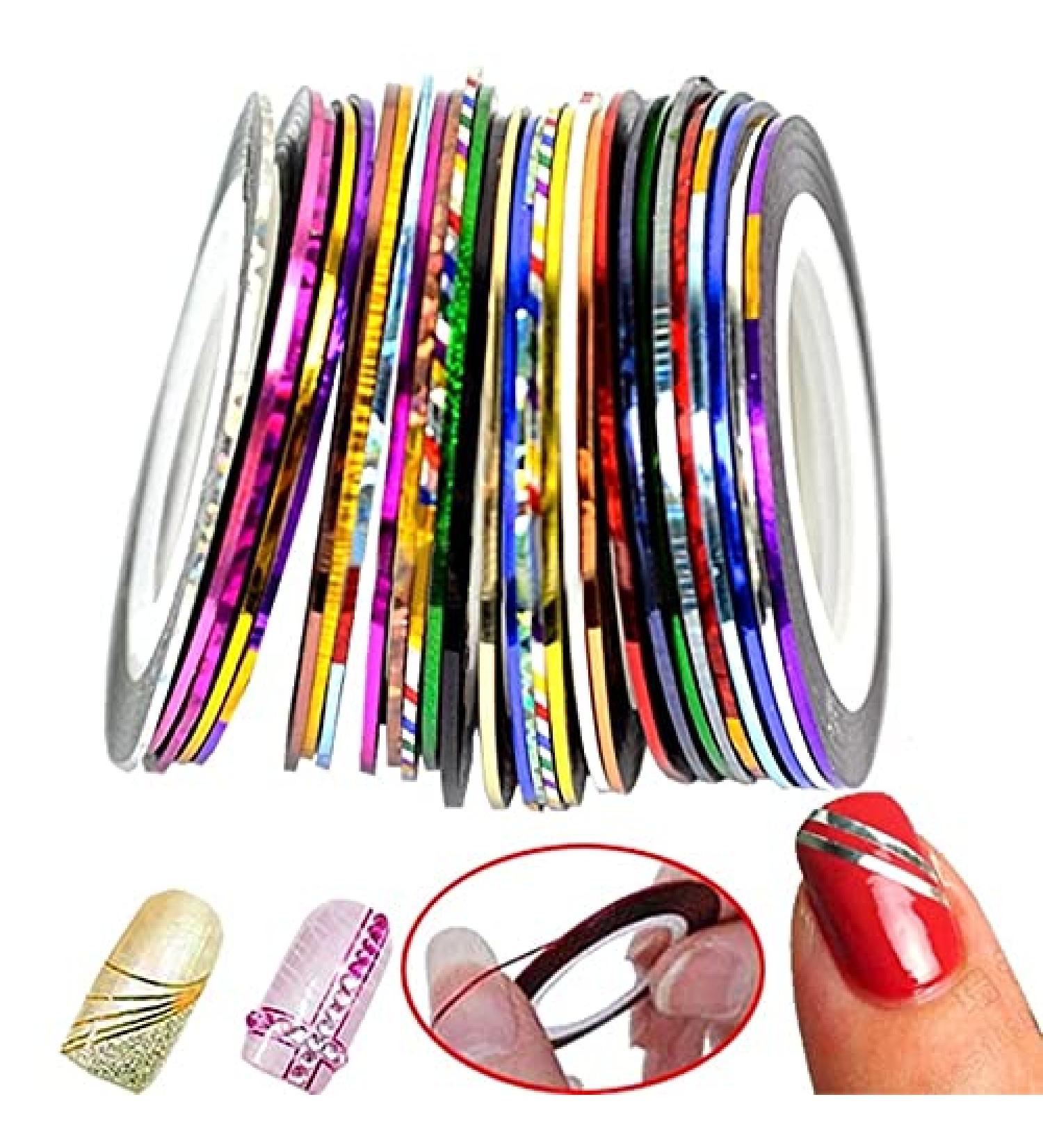 10 Rolls Mixed Colorful Nail Art Striping Tape Lines Width 2mm-Striping Tape for Nail Art-Nail Striping Tape Foil-Nail Striping Tape Thick-Nail Striping Tape with Dispenser-Self-Adhesive DIY Nail Art Tape - Buy Online on GoSupps.com