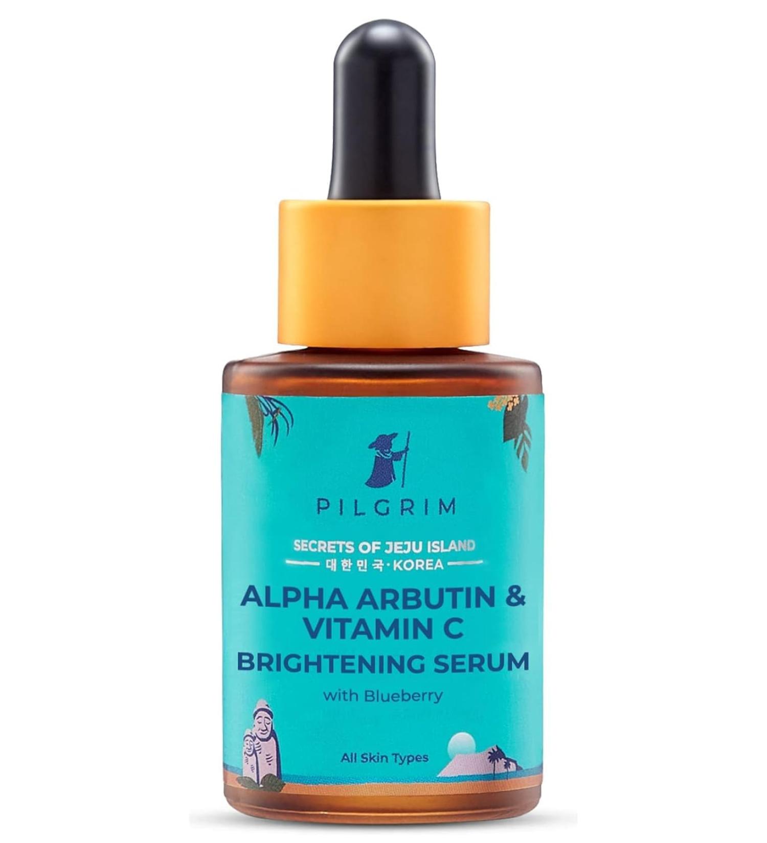 PILGRIM Korean 2% Alpha Arbutin & 3% Vitamin C Face Serum | Alpha arbutin face serum|All skin types | Men & Women| Korean Skin Care| Vegan & Cruelty-free | 30ml