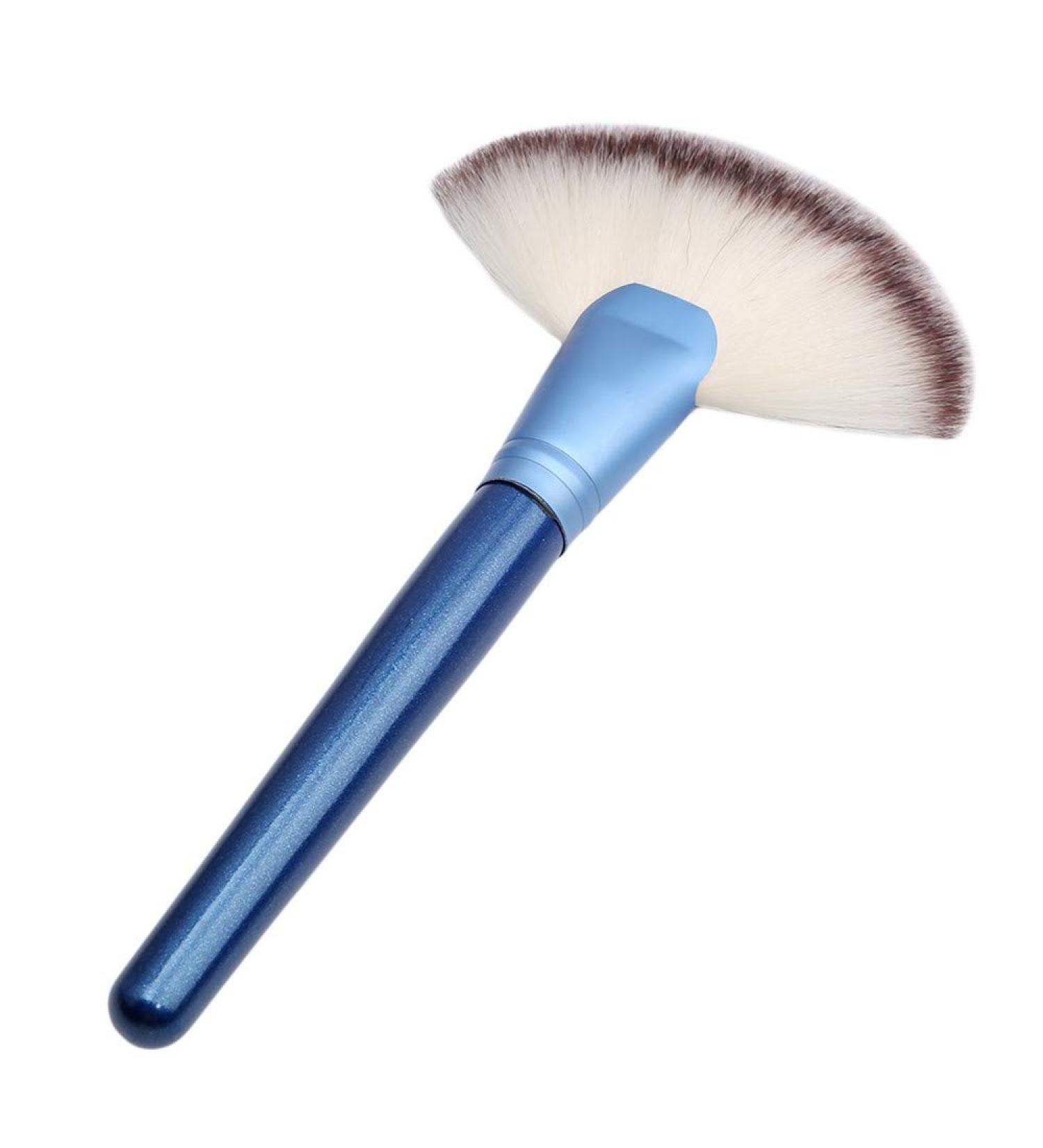 Large Fan Makeup Brush - Blending Highlighter & Contour Powder Brush | Professional Blue Makeup Tool for Flawless Results - Shop Internationally - Buy Online on GoSupps.com