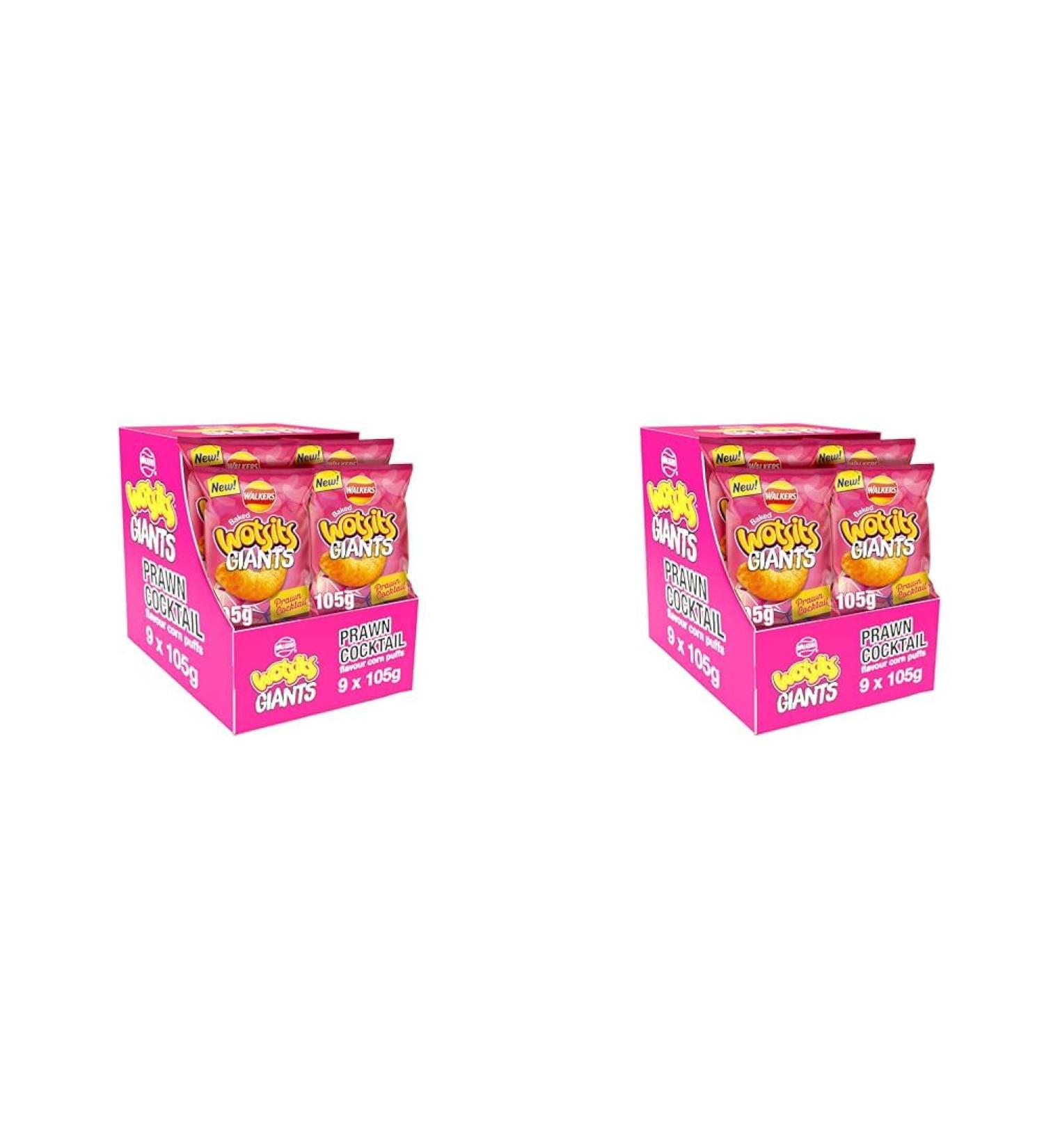 Walkers Crisps Wotsits Giants Prawn Cocktail Snacks 105g (Case of 9) (Pack of 2) - Buy Online on GoSupps.com