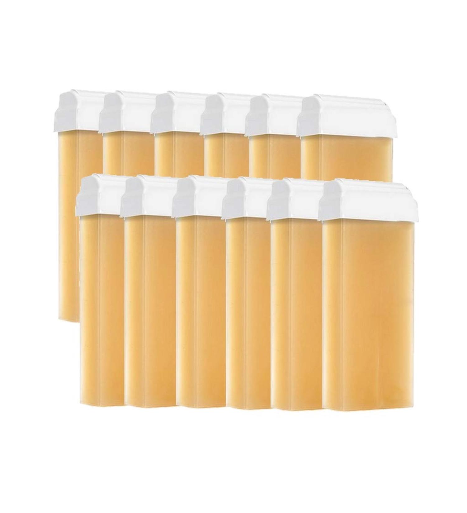 Purewax | 12 Honey Yellow Depilatory Wax Cartridges | Strip Hair Removal | Roll on 100ml | Professional | Legs | Arms