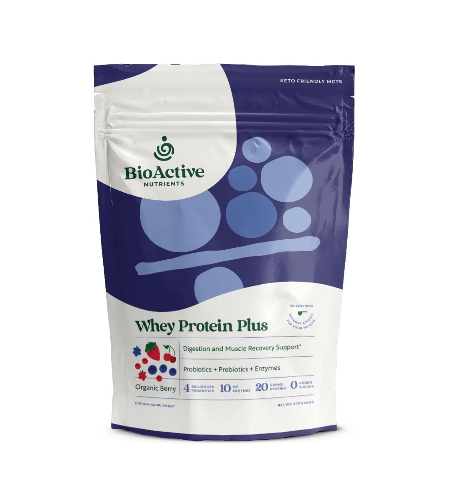 Whey Protein Plus 600g - 20 Servings Probiotics Prebiotics L-Glutamine Keto MCTs No Sugar - Optimal Protein & Antioxidants - Buy Online on GoSupps.com