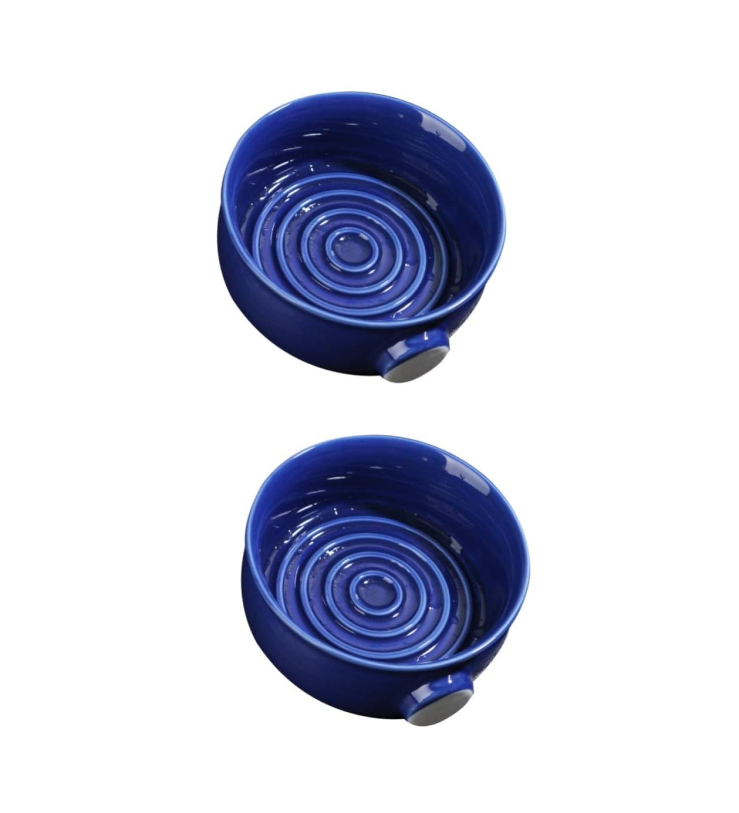 Beavorty Antique Shaving Shell - 2 Pack Ceramic Razor Cup for Shaving Brush & Foam - 11.5x11.5cm - Blue - Buy Online on GoSupps.com