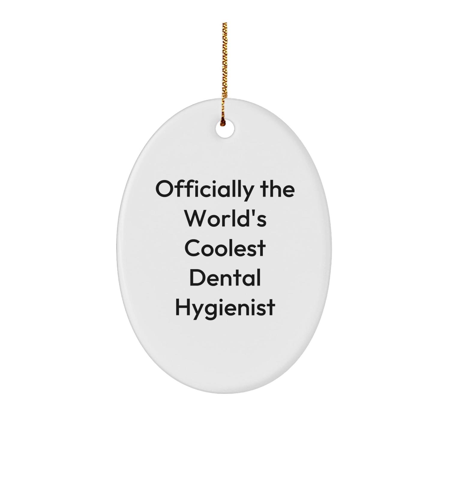 Officially The World's Coolest Dental Hygienist Oval Ornament Funny Gift for Christmas