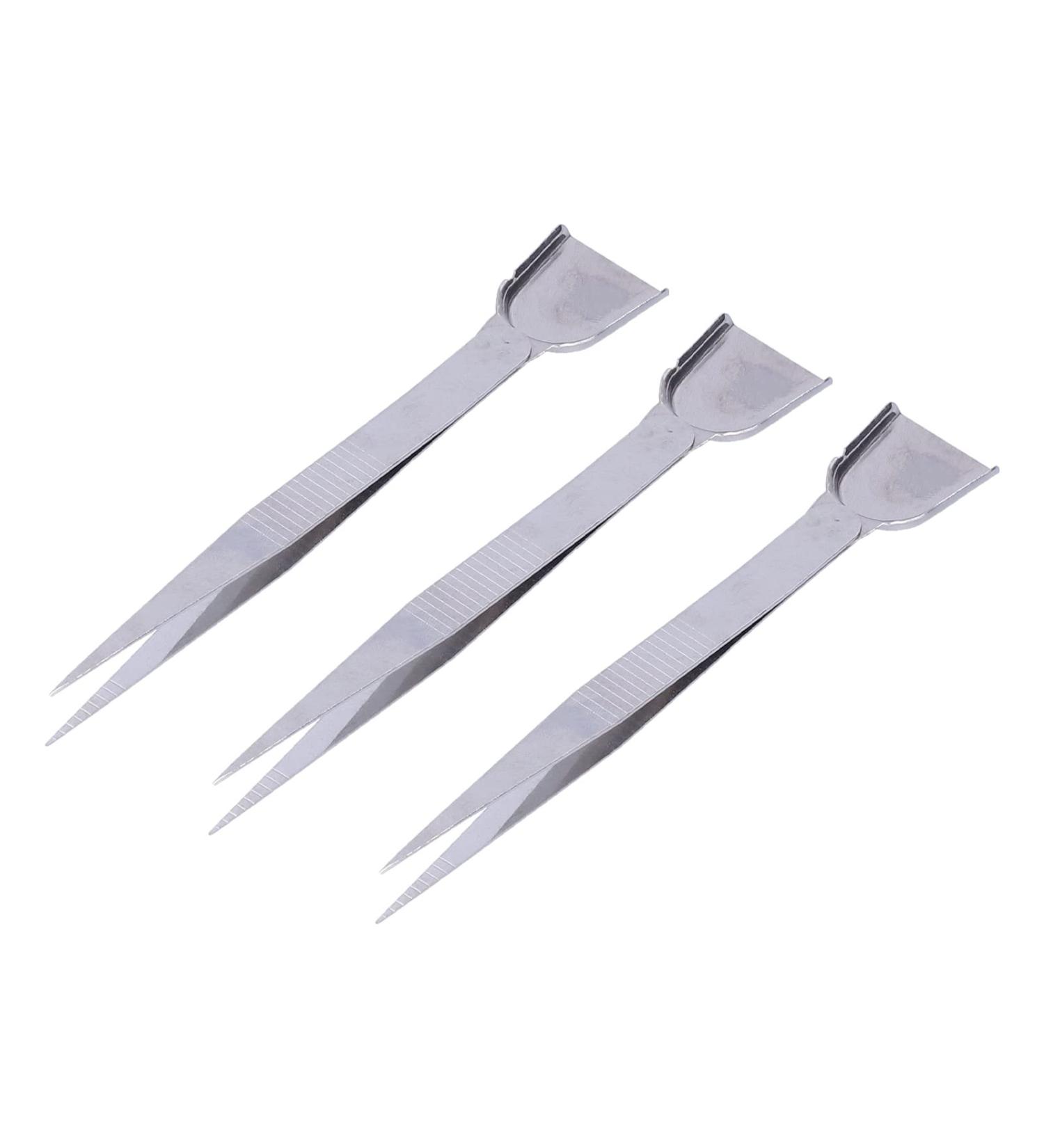 Cyrank 3-Part Stainless Steel Tweezers for Jewelry Making | Shovel & Tinkering Pearl Tweezers | Ideal for Rocailles & Diamond Crafts - Buy Online on GoSupps.com