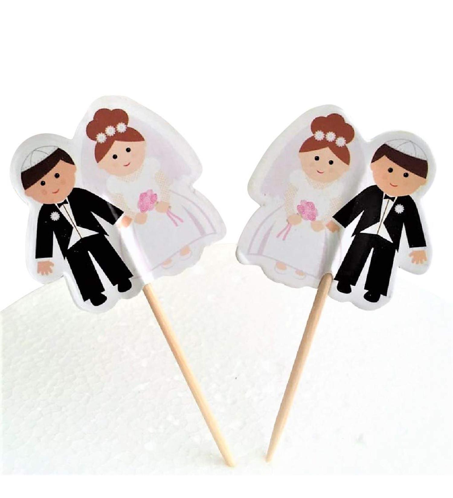 Various Designs of Cupcake Toppers Set of 12 (Jewish Wedding Couple)