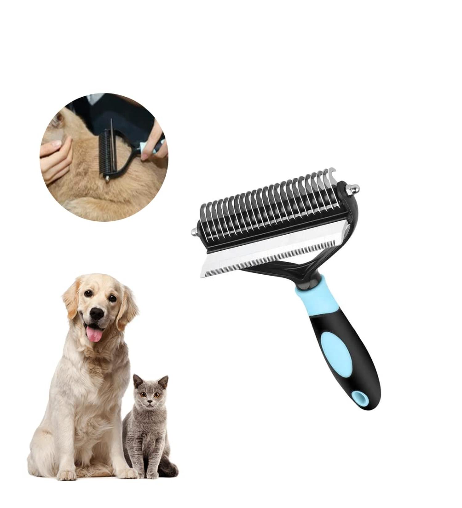 Gorobbo 2-in-1 Deshedding & Dematting Tool for Dogs and Cats - Large Dog Grooming Rake & Undercoat Brush - Buy Online on GoSupps.com