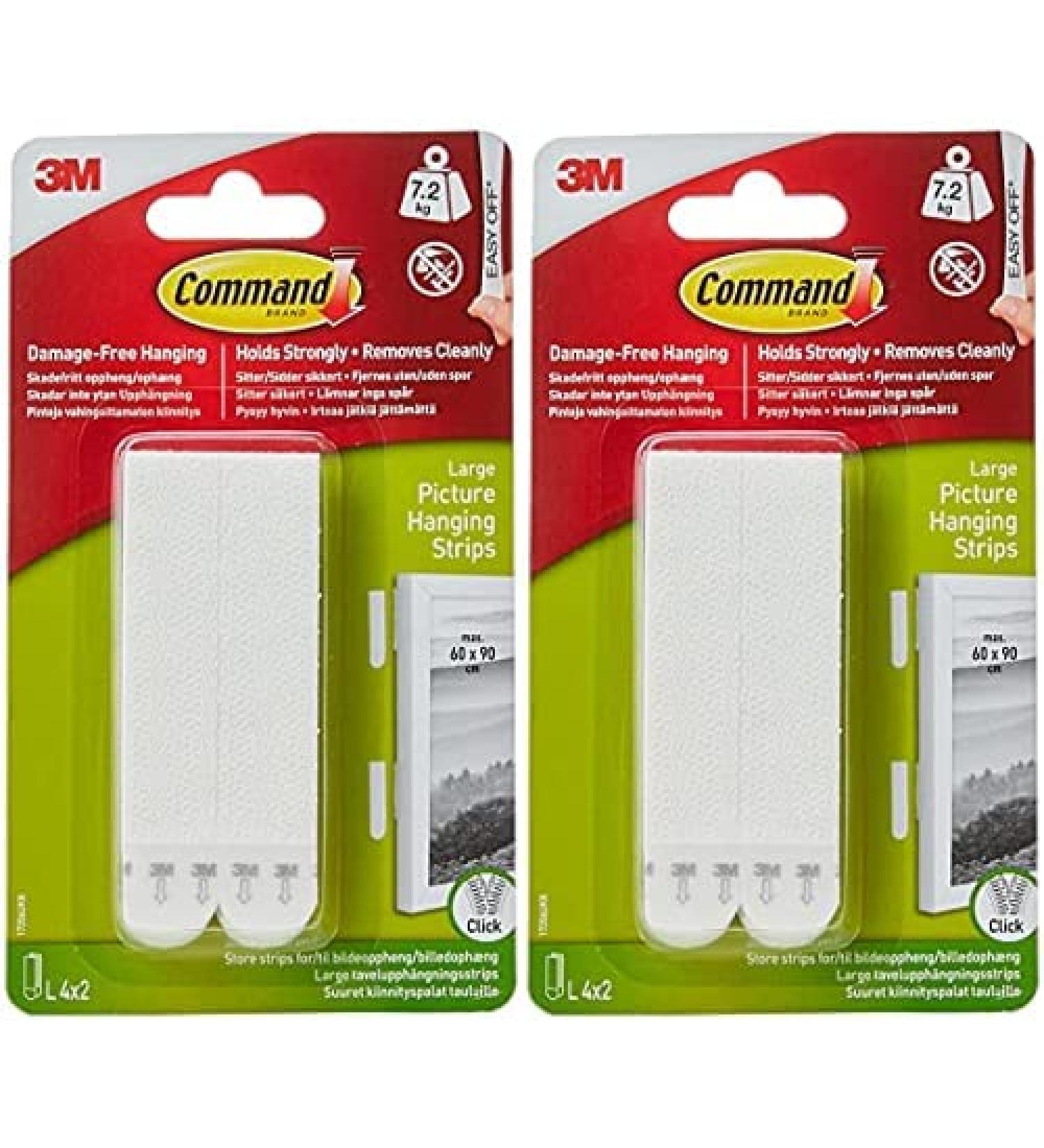 Command Large Picture Hanging Strips - Holds 16 lbs - Pack of 2 (White) - Buy Online on GoSupps.com