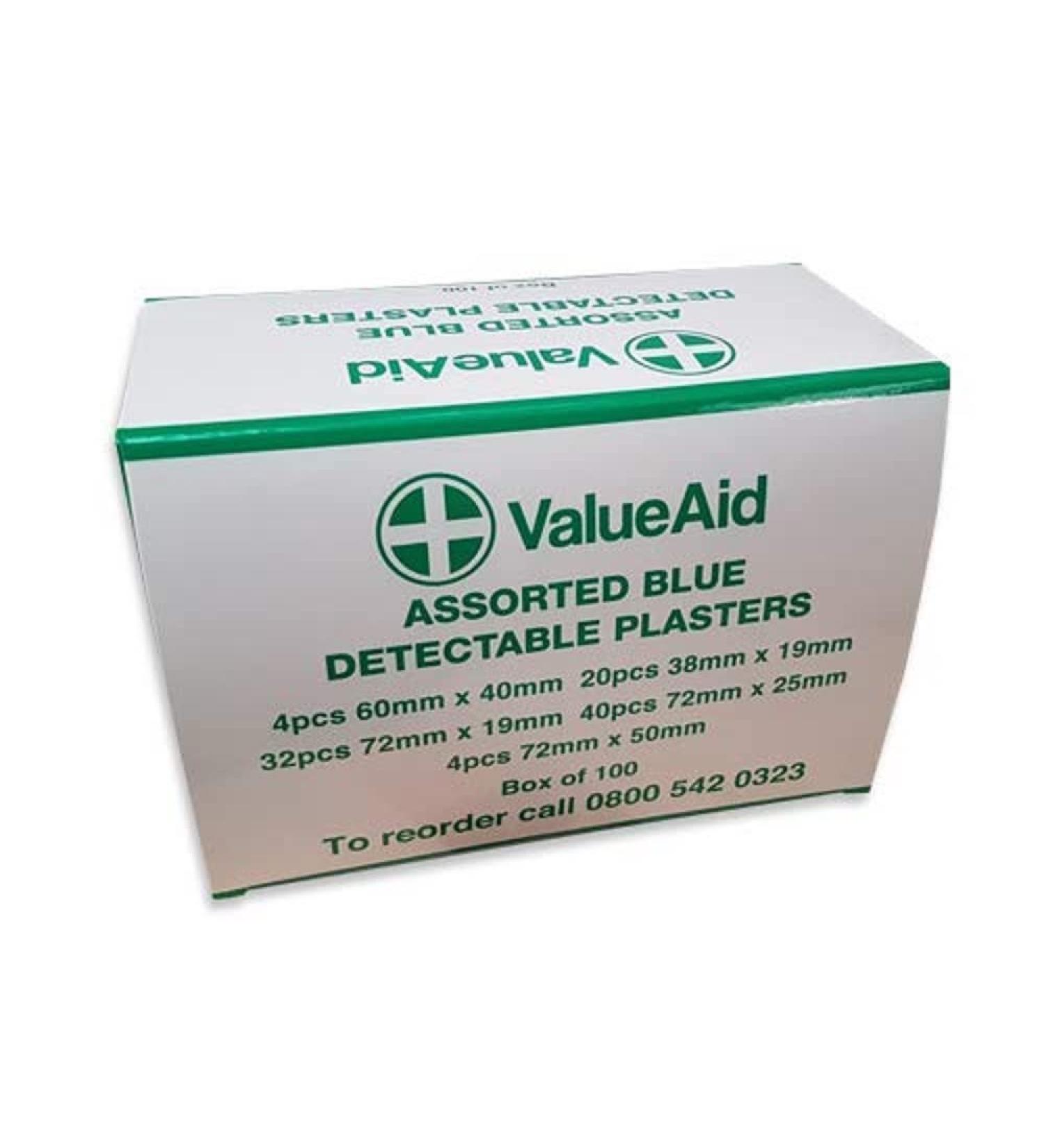 Assorted Blue Detectable Plasters - Box of 100
