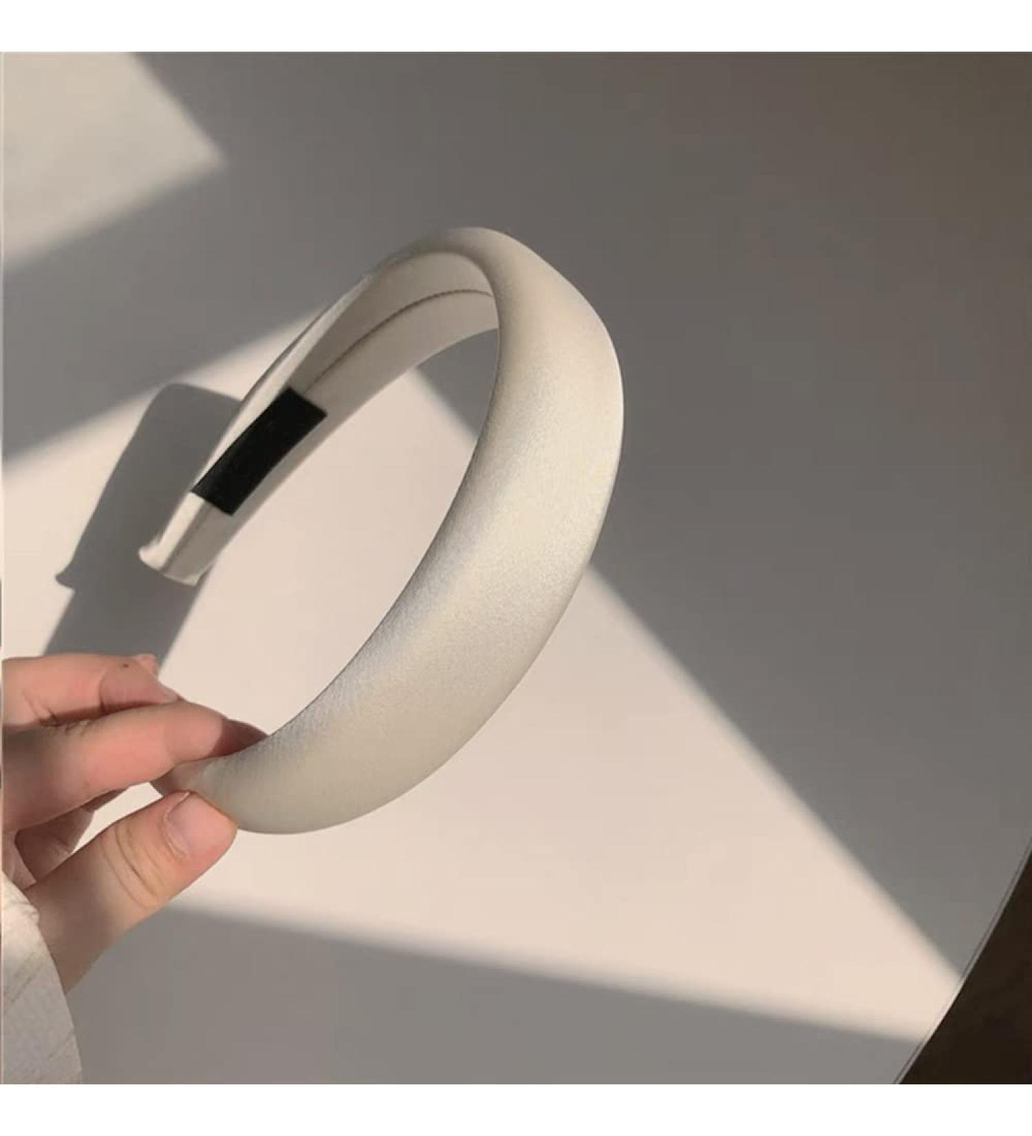 Headband Retro Satin Headband Simple Wide Brim Headband Plain Hair Accessory Braided Satin Headband for Women and Girls for Holidays Travel Yoga Reunitment Cream Colours