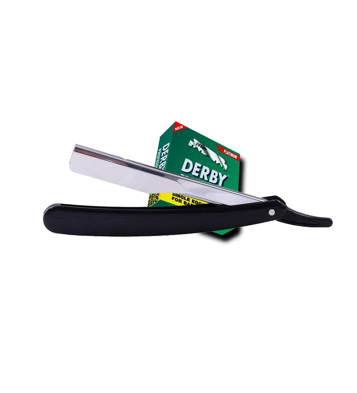 Premium Shaving Razor Set - Straight Razor + 100 Derby Blades | International Shipping Available - Buy Online on GoSupps.com
