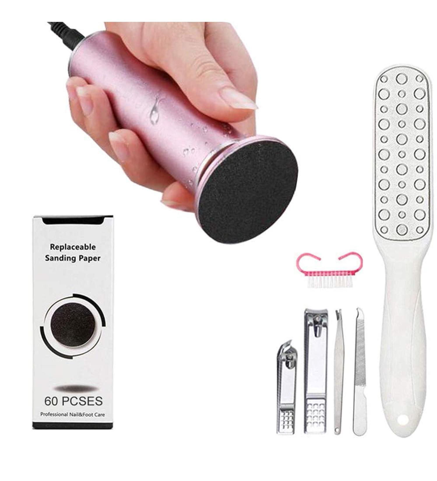 Electric Feet Callus Remover with Speed Adjustable Foot File - Professional Pedicure Tool Kit for Dead, Cracked Hard Dry Skin - Includes 60pcs Sandpaper Discs - Buy Online on GoSupps.com