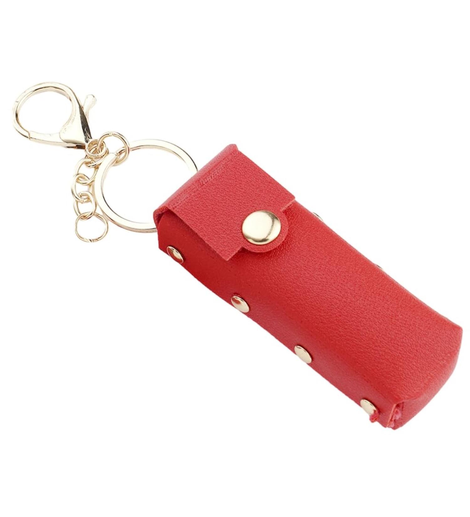 Portable Lipstick Organizer Keychain - Travel Lip Gloss Bag & Chapstick Pendant for Women - Red - Buy Online on GoSupps.com