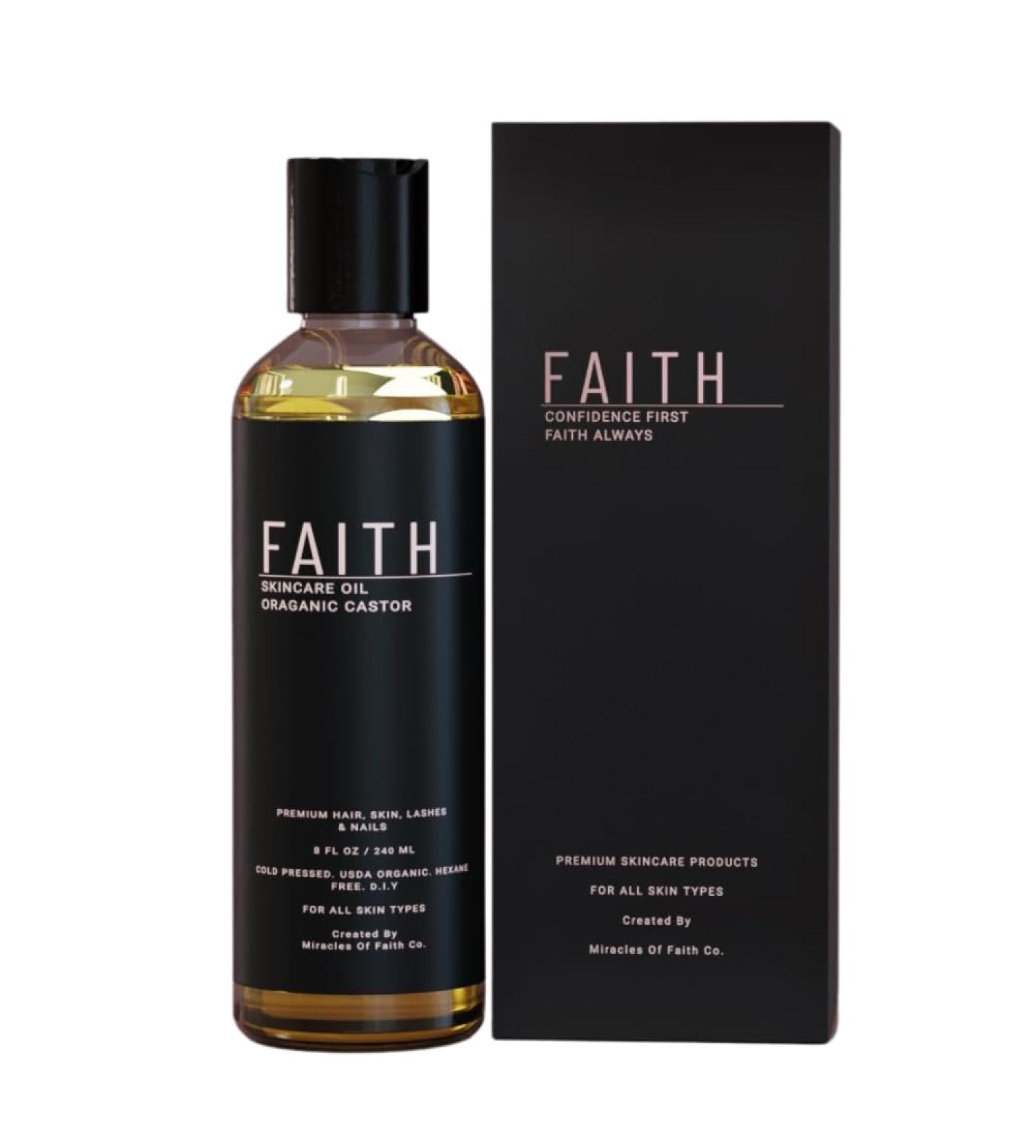 Buy Faith Co. USDA Organic Cold Pressed Castor Oil - 100% Pure Hair Body & Face Serum - Vegan Hexane Free - 240ml for Healthy Hair Lashes & Brows - Buy Online on GoSupps.com