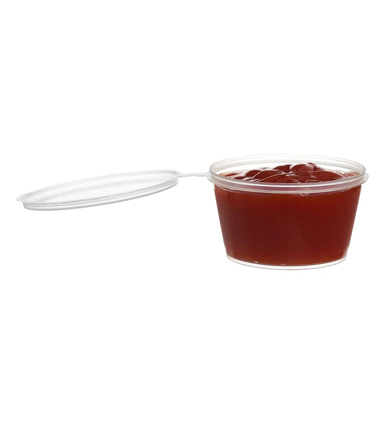 EcoQuality 3 oz Plastic Condiment Containers with Attached Lids (50 Pack) - Leak Proof Portion Cups for Sauces, Samples, Jello Shots, Food Storage & More! - Buy Online on GoSupps.com