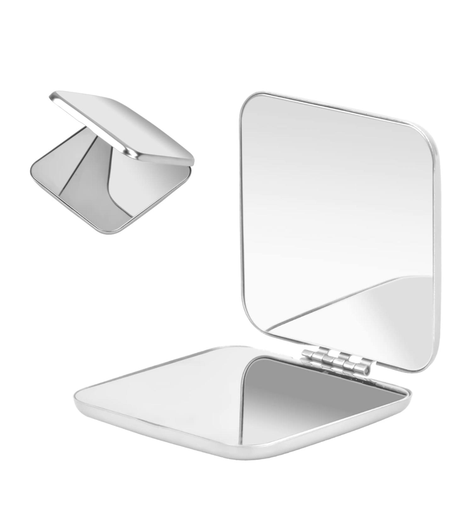 Doryum Portable Pocket Mirror 2.2inch/5.7cm Folding Makeup Mirror Mini Travel Mirror Compact Mirror for Outdoor Travel Camping (Square Silver) - Buy Online on GoSupps.com