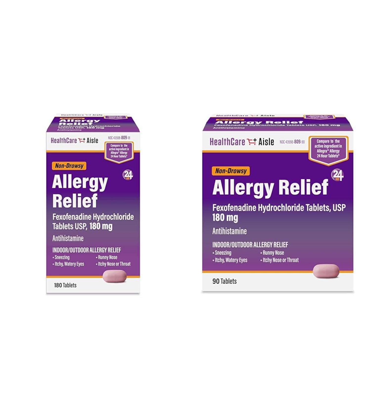 HealthCareAisle Allergy Relief - Fexofenadine Hydrochloride Tablets USP 180 mg - 180 & 90 Tablet Bundle - Allergy Medication - Buy Online on GoSupps.com