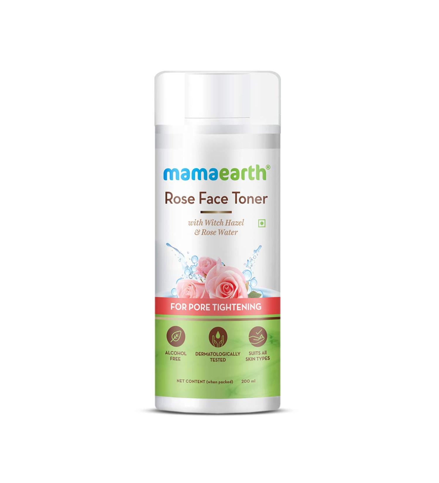 Mamaearth Rose Water Toner with Witch Hazel & Cucumber | Gentle Daily Skin Toner | Alcohol-Free | All Skin Types | 200ml - Buy Online on GoSupps.com