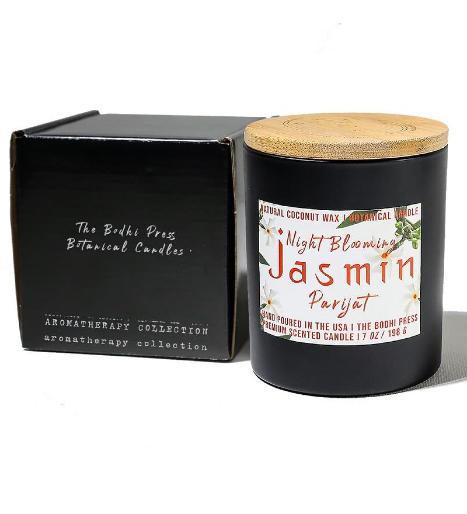 Night Blooming Jasmine Parijat Candle | Premium Handmade Coconut Wax Scented Candle for Aromatherapy & Housewarming Gifts | 198g - Buy Online on GoSupps.com