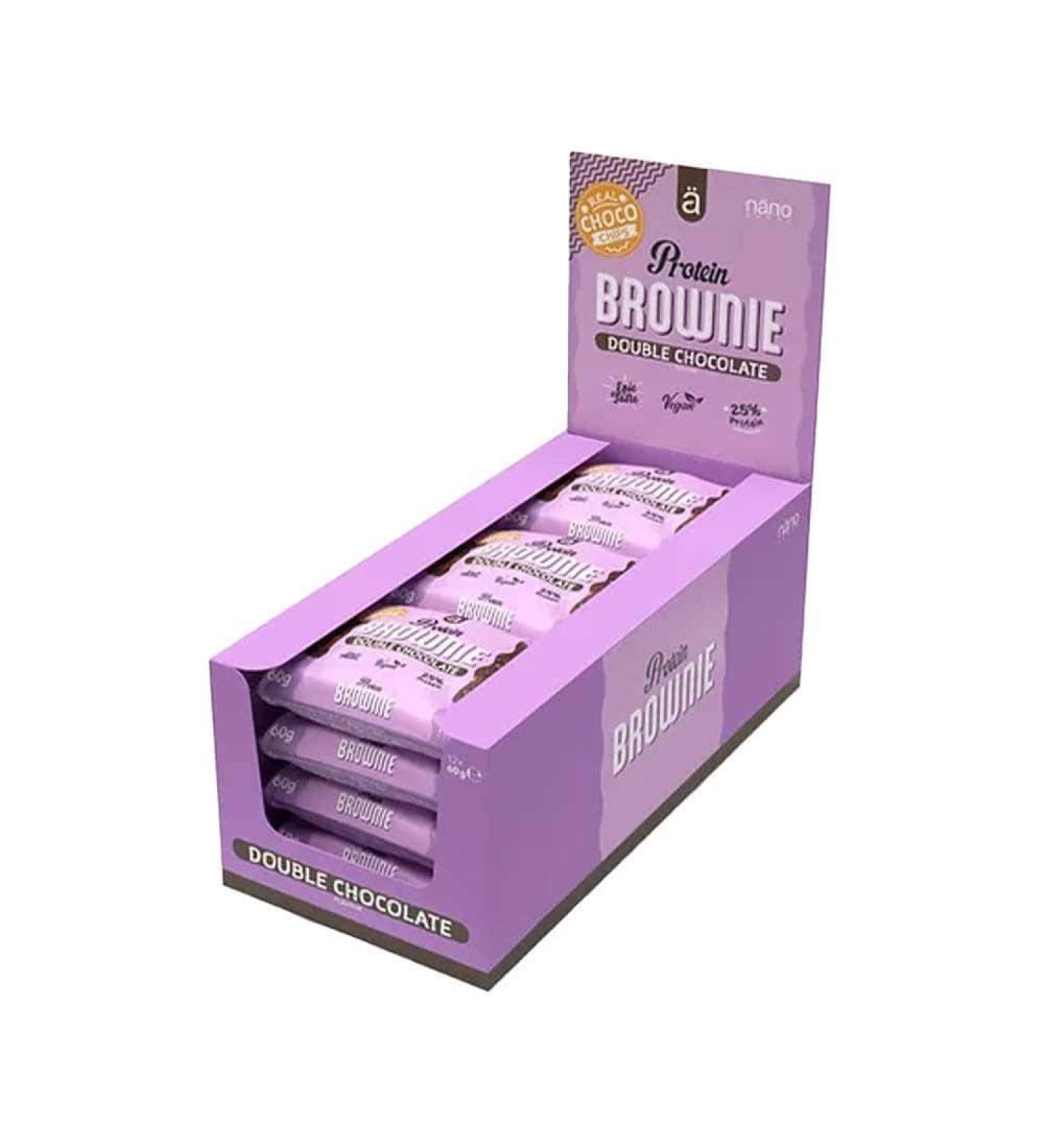 Nano Supps | Protein Brownie Box (12x60g) | Cakes | Box of 12 Protein Brownies - Buy Online on GoSupps.com