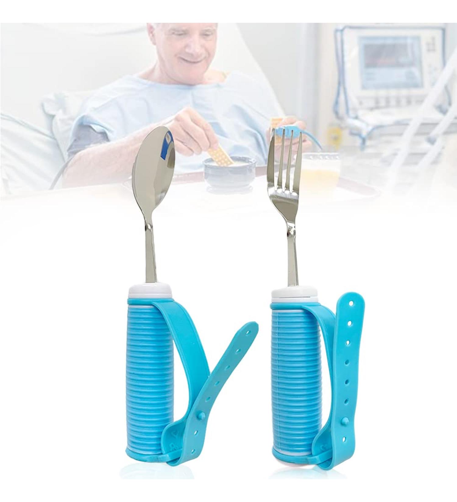 Silicone Aid Crockery - Fork & Spoon Set for Parkinson's & Disabled | Everyday Eating Accessories - Buy Online on GoSupps.com