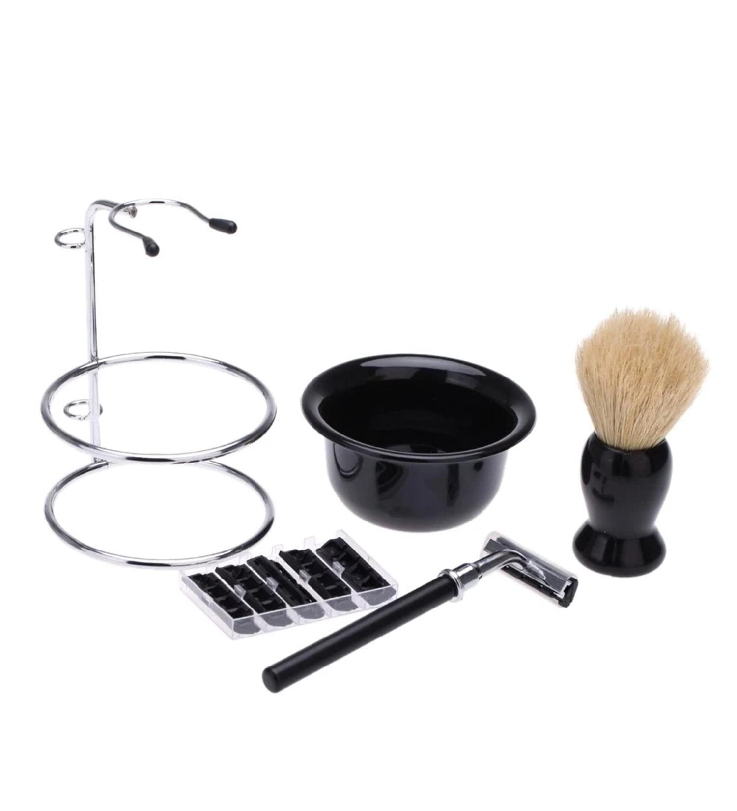 Mingqian Shaving Brush Set - Men's Double Edge Razor Bowl & Holder | Manual Beard Shaver for Perfect Shave - Buy Online on GoSupps.com