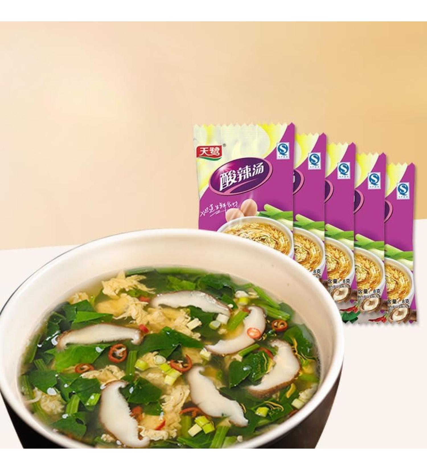 Sour and Spicy Tomato Soup Chinese Snack Gift healthy and Nutritious Breakfast convenient Instant Food Ready To Eat Fresh Vegetable Soup instant Seaweed mushroom Soup 8g/bag (hot and sour 100bag) hot and sour 100bag - Buy Online on GoSupps.com