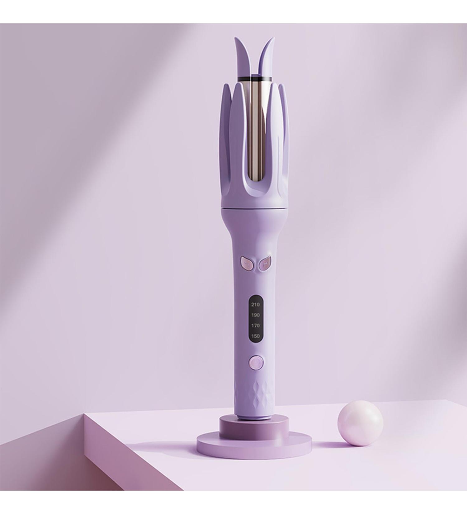 Yuehuam Automatic Hair Curler 28mm - Fast Heating Rotating Curling Iron Wand with 4 Adjustable Temps | Auto Shut-Off Styling Tool - Purple - Buy Online on GoSupps.com