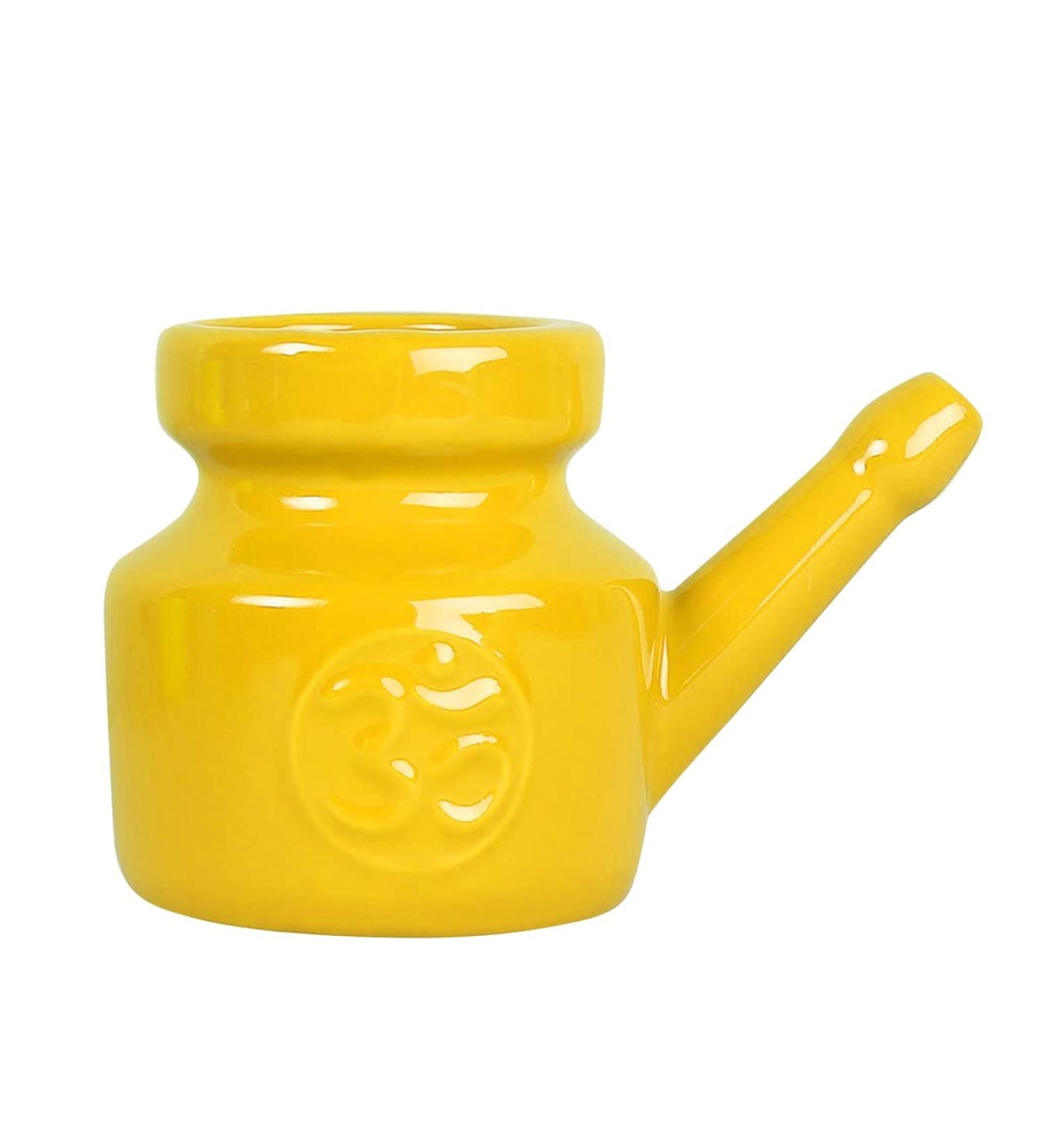 piuryue 350Ml Ceramic Neti Pot Nose Cleaning Pot Leakproof Spout Pot for Nasal Rinsing Nose Washing Men Women Yellow - Buy Online on GoSupps.com