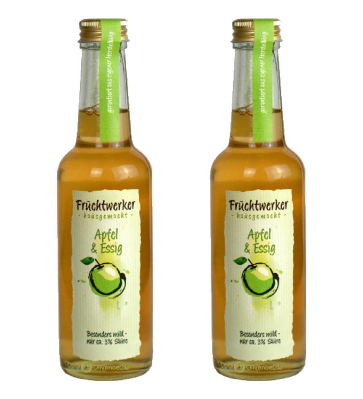 Fruchtwerker fruit worker apple & vinegar with real fruit juice 2 x 250ml glass bottle - Buy Online on GoSupps.com
