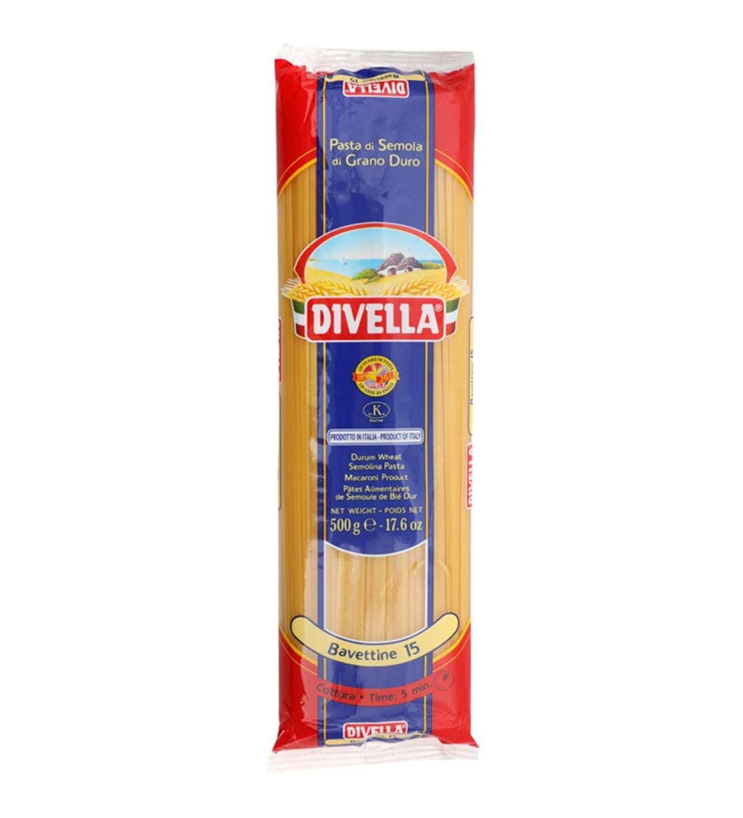 Italian Gourmet E.R. Divella Bavettine No. 15 Pack of 10 durum wheat semolina pasta 500g + Italian Gourmet Polpa di Pomodoro 400g