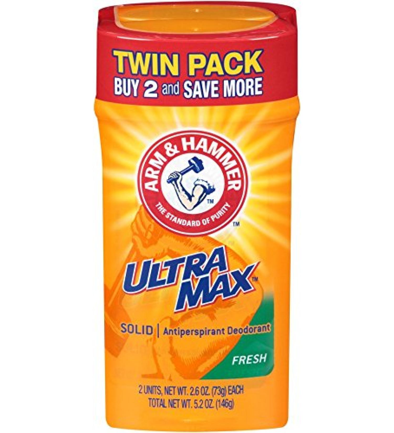 Arm & Hammer UltraMax Men's Antiperspirant Deodorant Fresh Twin Pack - 2.6 oz Each - Buy Online on GoSupps.com