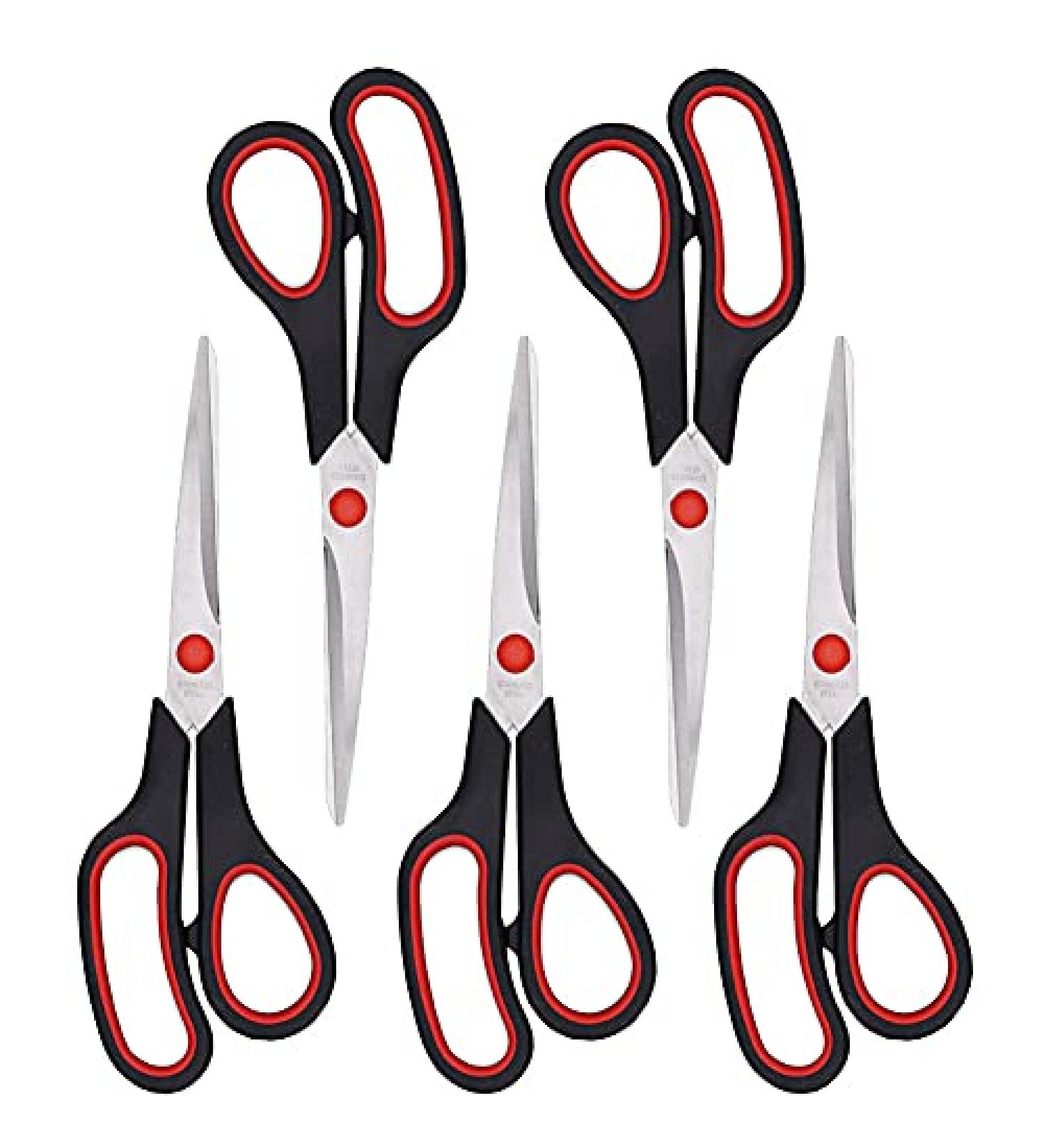 Scissors, Multipurpose office Scissors ,8.5 Inch Ultra Sharp Shears, Comfort-Grip Handles Household scissors,Sturdy Sharp Craft Supplies - Pack of 5, Right/Left Hande