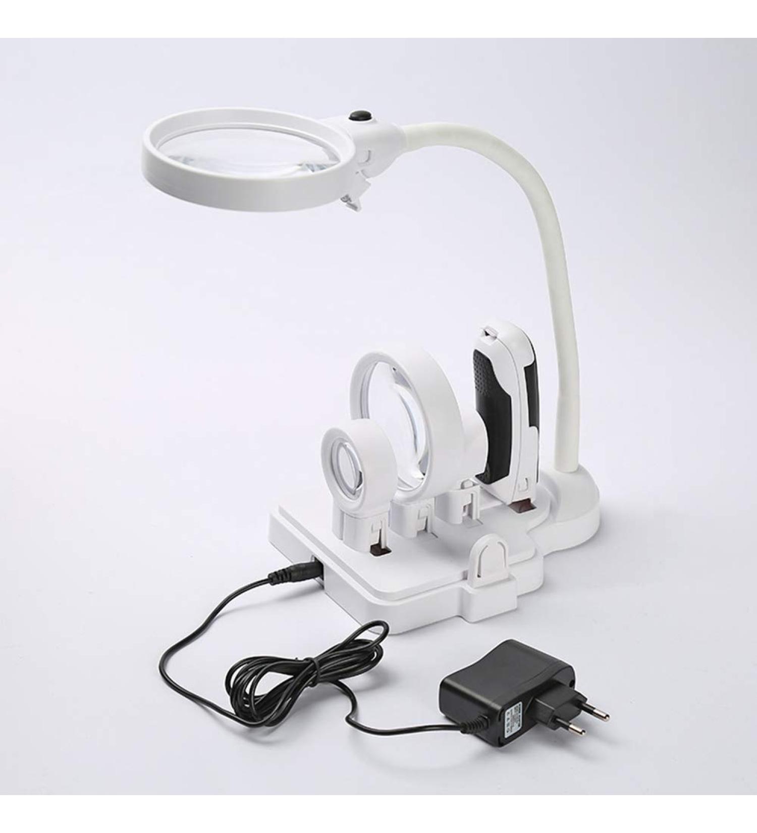 Magnifier Handheld and Desktop Magnifing Multi Functional 2X 5X 16X LED Lighted Folding Design with 6 Adjustable LED Lights for Reading Hobbies Crafts Workbench Diamond Art - Buy Online on GoSupps.com