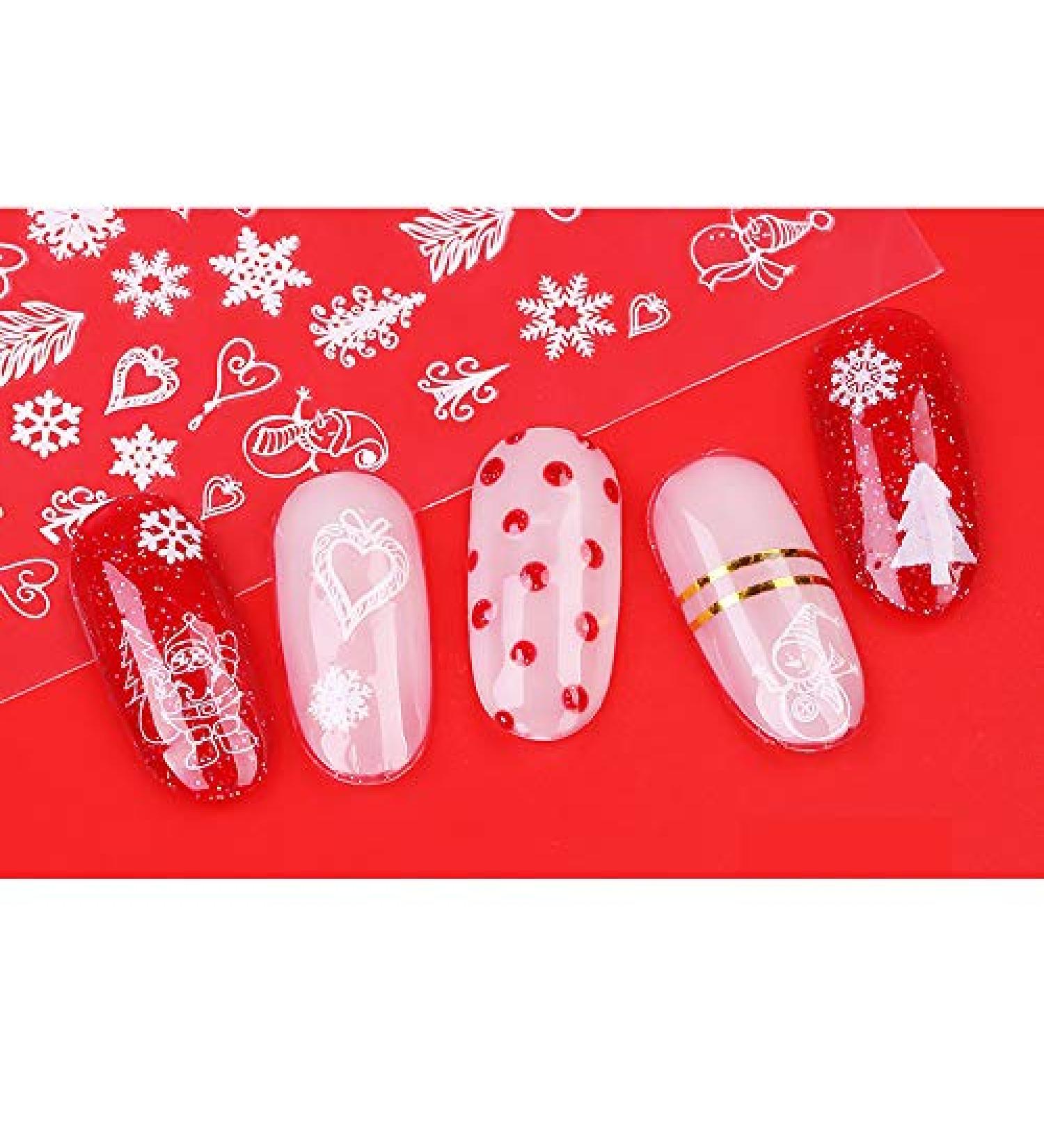 Brishow Christmas Nail Stickers 8 Sheets Nail Polish Stickers Self-Adhesive Elk Snow Nail Art Decals Full Wraps Nail Art Designs for Women Girls - Buy Online on GoSupps.com