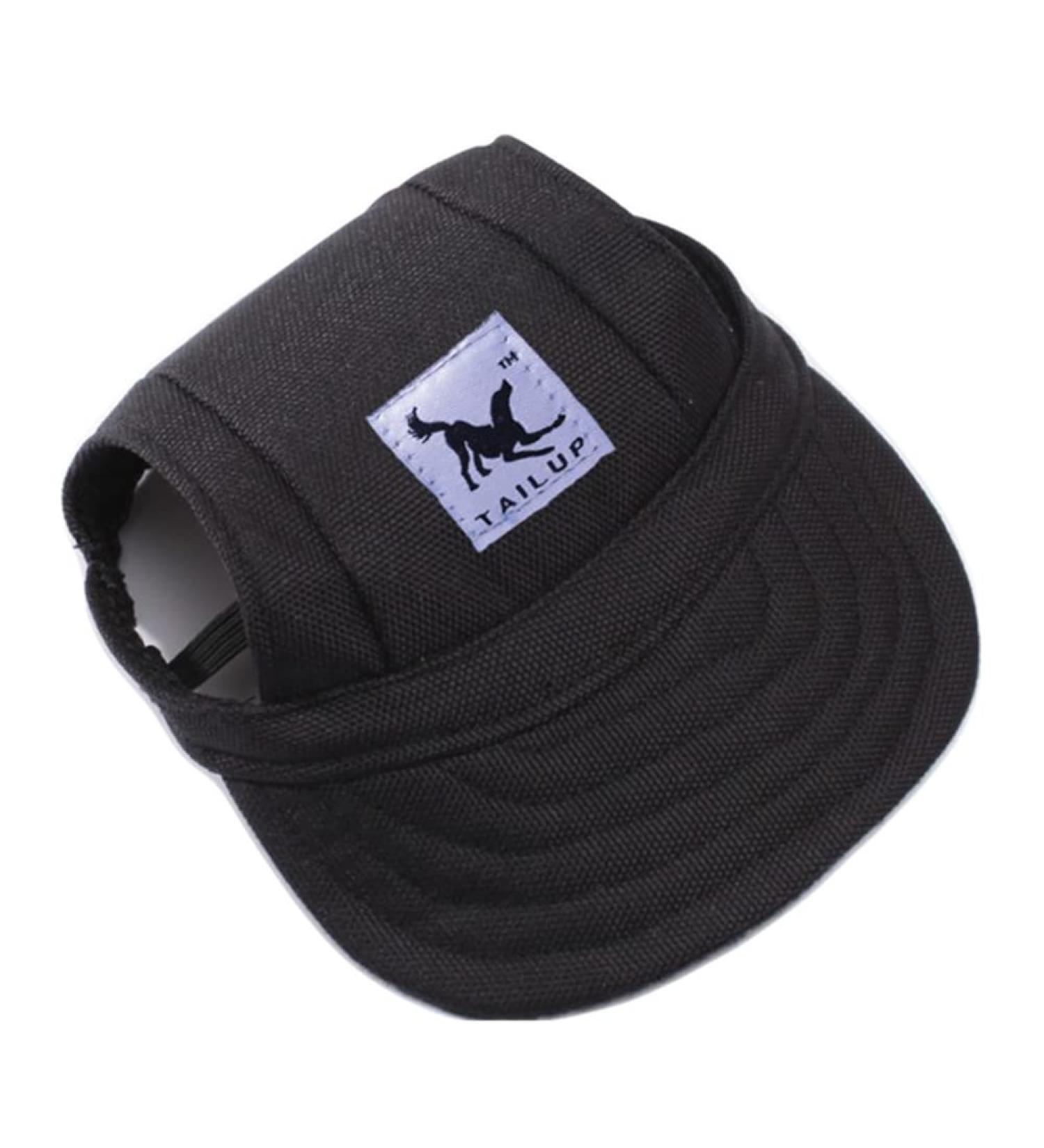 Shop Stylish Baseball Caps for Pets | Dogs' Sun Protection Hats with Ear Holes & Adjustable Chin Straps - Black - Buy Online on GoSupps.com