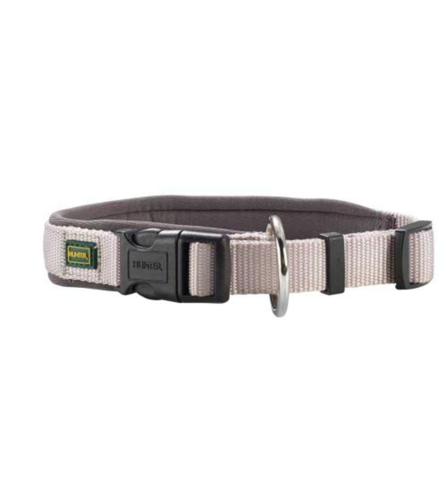 HUNTER Neopren Vario Plus Dog Collar - Padded Nylon Adjustable Grey Collar (50/2.5 ML) - International Shipping Available - Buy Online on GoSupps.com