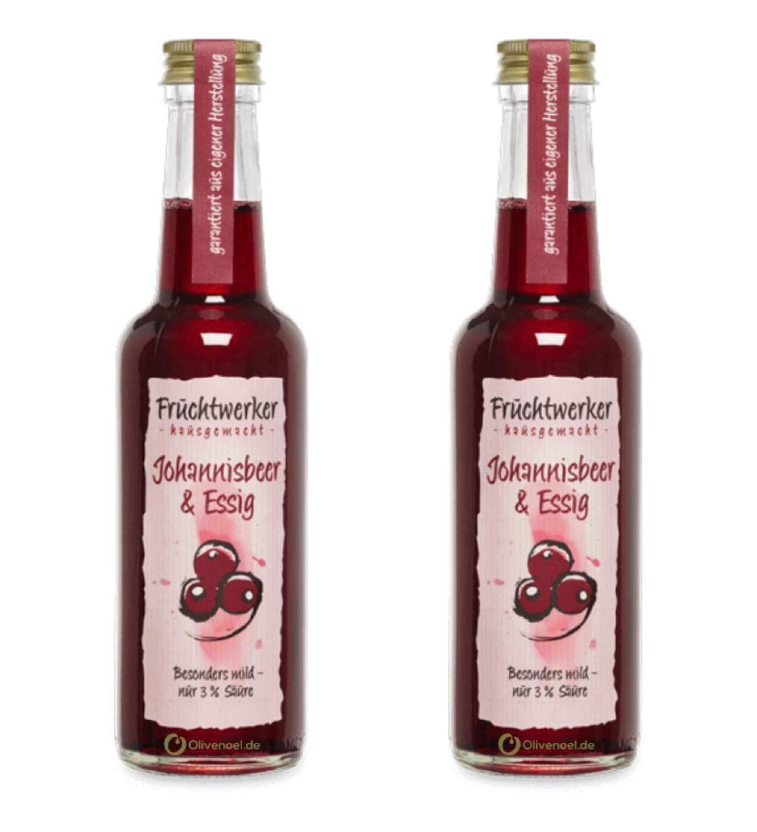 Fruchtwerker Fruit worker Johannis berries & vinegar with real fruit juice 2 x 250ml glass bottle - Buy Online on GoSupps.com