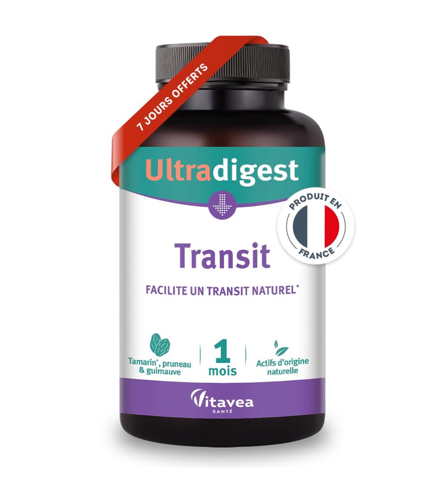 Ultradigest Transit - Natural Intestinal Transit Food Supplement - Made in France - Tamarind Marshmallow Plum - Facilitates Digestion - 30 Vegetable Capsules - 1 Month - Made in France Vitavea - Buy Online on GoSupps.com
