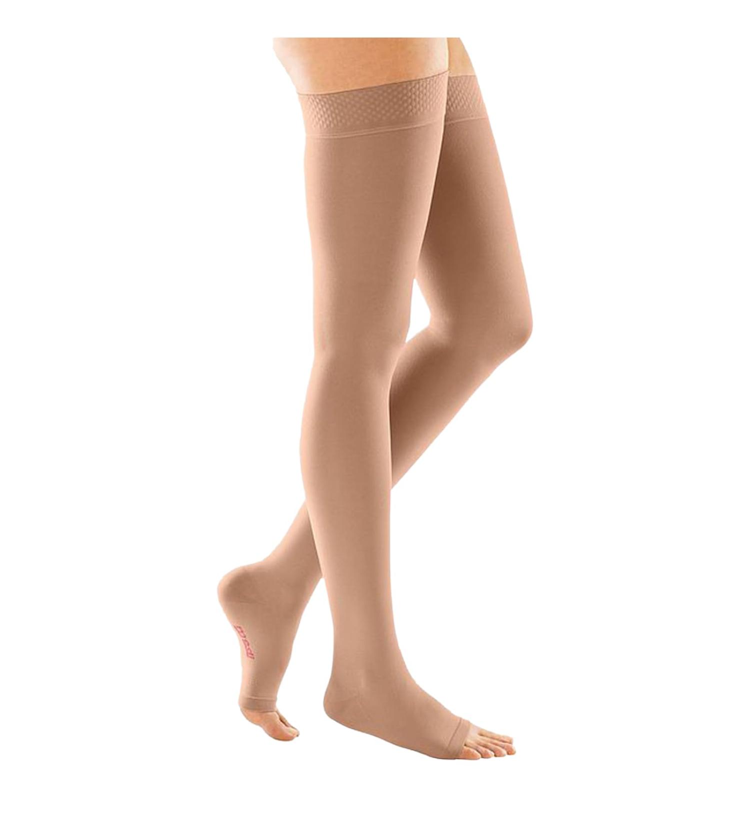 Medi - Medive Forte compression stockings Schenkelhoch |Medical compression stockings CCL 2 for women and men |Compression stockings class 2 |Size VII - open tip |Caramel