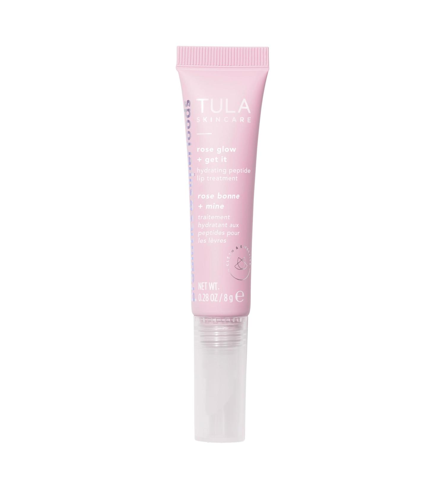 TULA Skin Care Rose Glow + Get It Lip Balm - Hydrating Peptide Lip Treatment with Hyaluronic Acid & Vitamin E 0.28 oz.