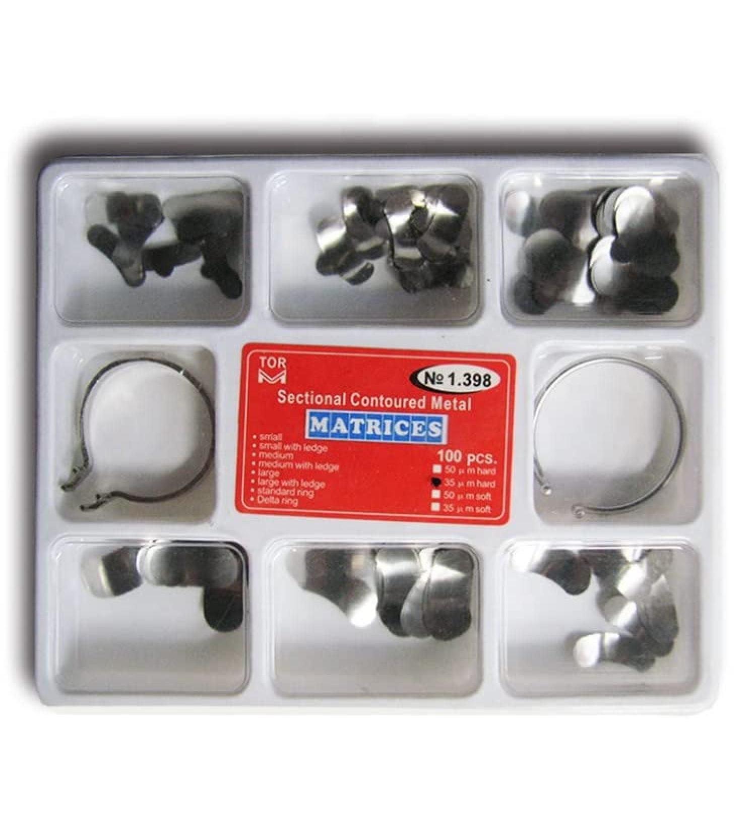 100Pcs Dental 35 m Contoured Metal Matrices with 2 Rings for Tooth Filling - International Shipping Available - Buy Online on GoSupps.com