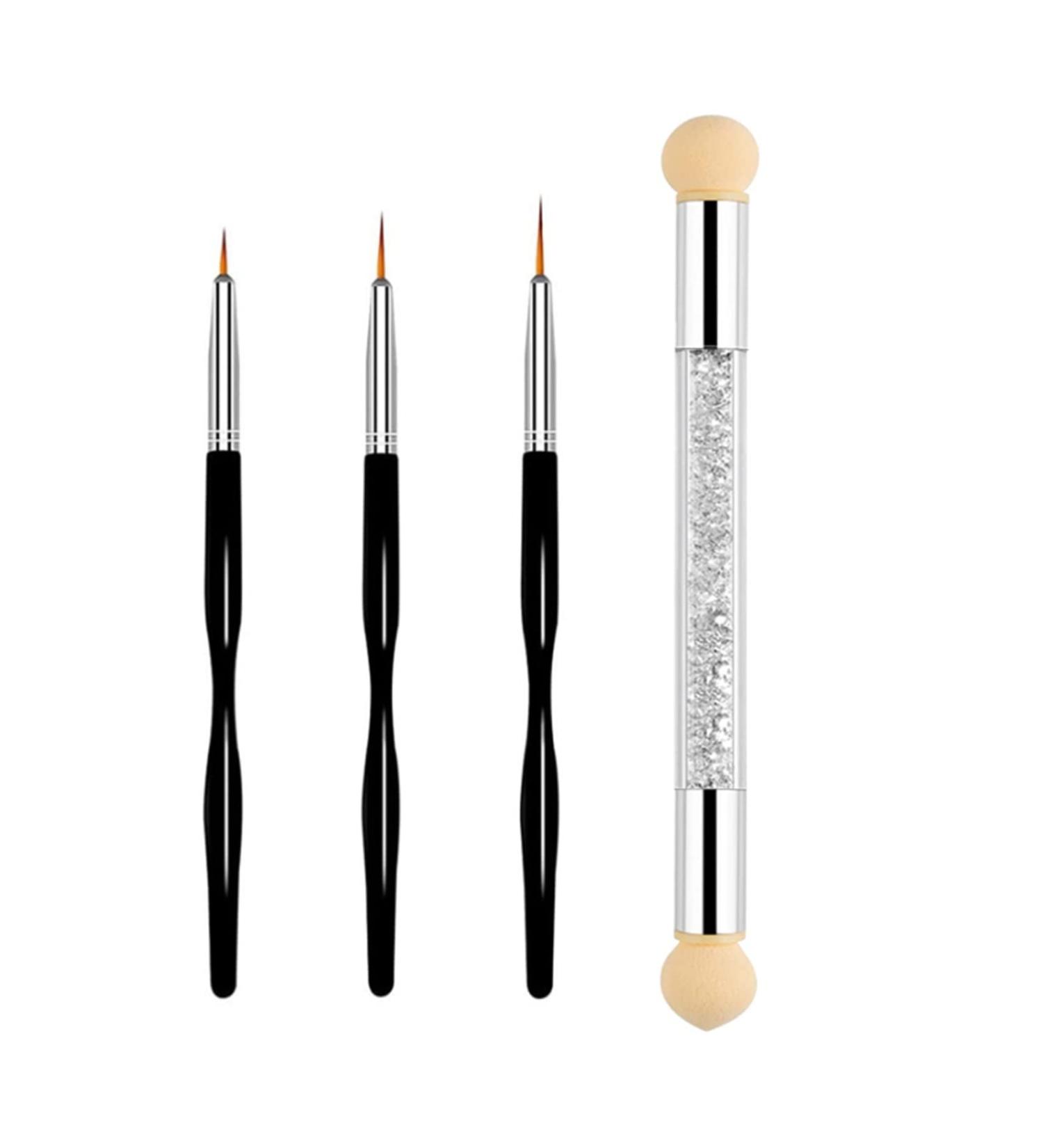 Yoezuo Nail Art Brushes Set (4 pieces) 3*Nail Art Liner Brushes 1*Sponge Brush Painting Nail Art Design Brush Pen Set Nail Gel Polish Painting Nail Design Brush Fine Detail Painting Pens for DIY - Buy Online on GoSupps.com