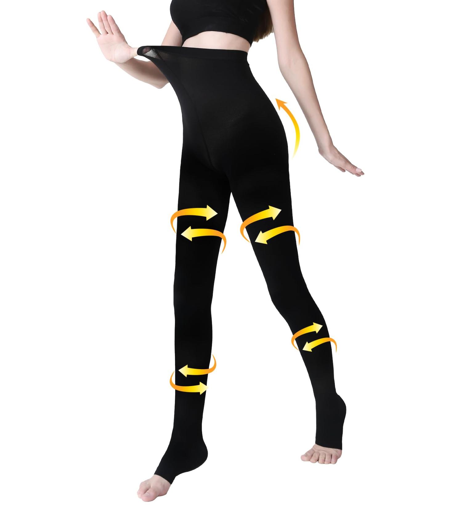 KEKING Medical Compression Pantyhose | 20-30 mmHg Support Stockings for Varicose Veins & Edema | Open Toe Comfortable Fit for Women & Men XXL Black - Buy Online on GoSupps.com