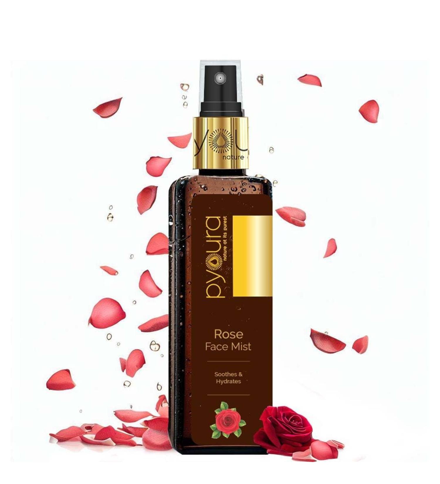 PYO URA 100% Organic Rose Water Face Mist 100ml - Natural Hydrating Toner for Glowing Skin & Pore Tightening - Unisex Facial Spray for Men & Women - Buy Online on GoSupps.com