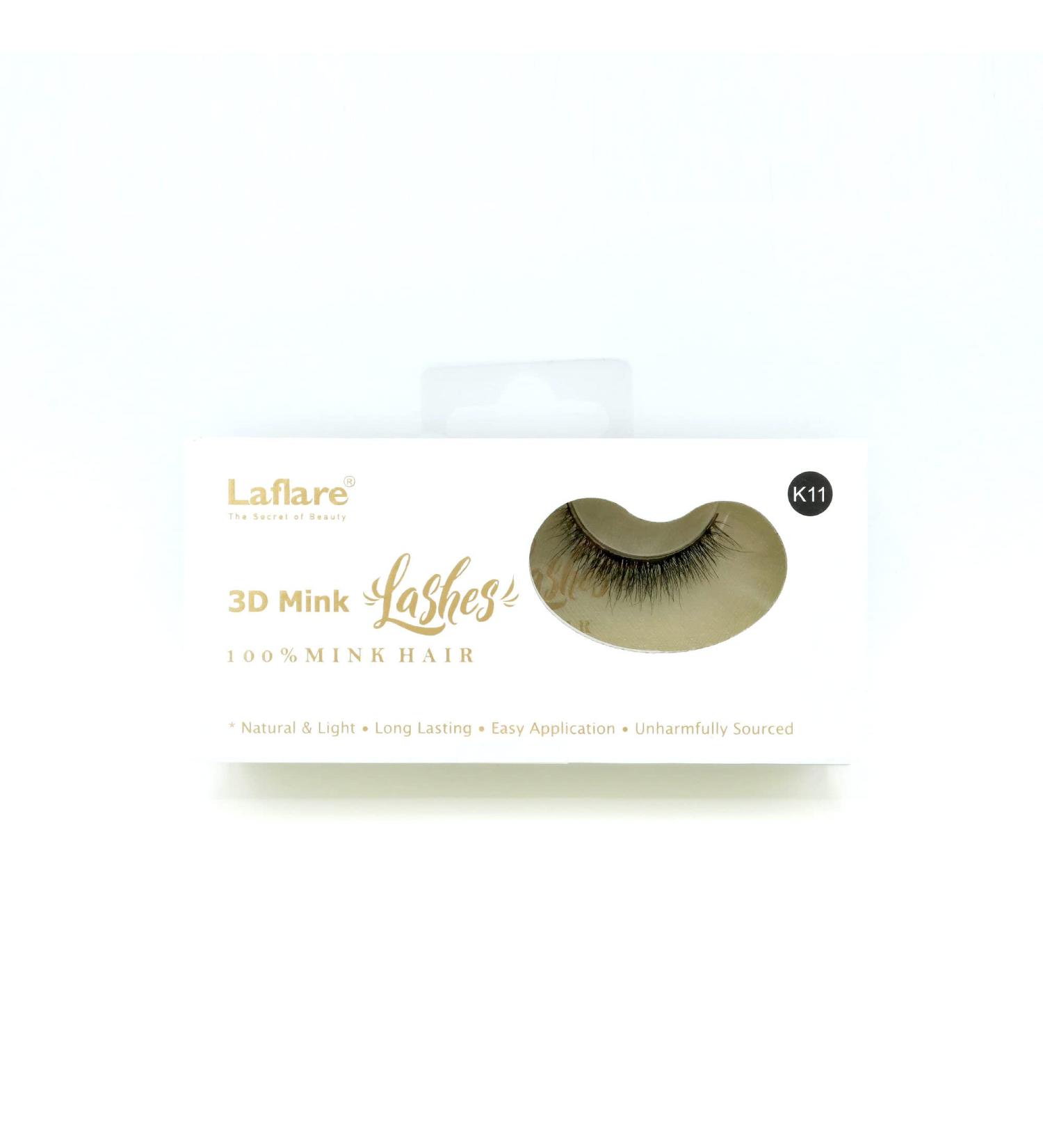 Laflare 3D Real Mink Eyelashes - Luxurious Hand-made Natural & Long Lasting False Lashes (K11) | International Shipping Available - Buy Online on GoSupps.com