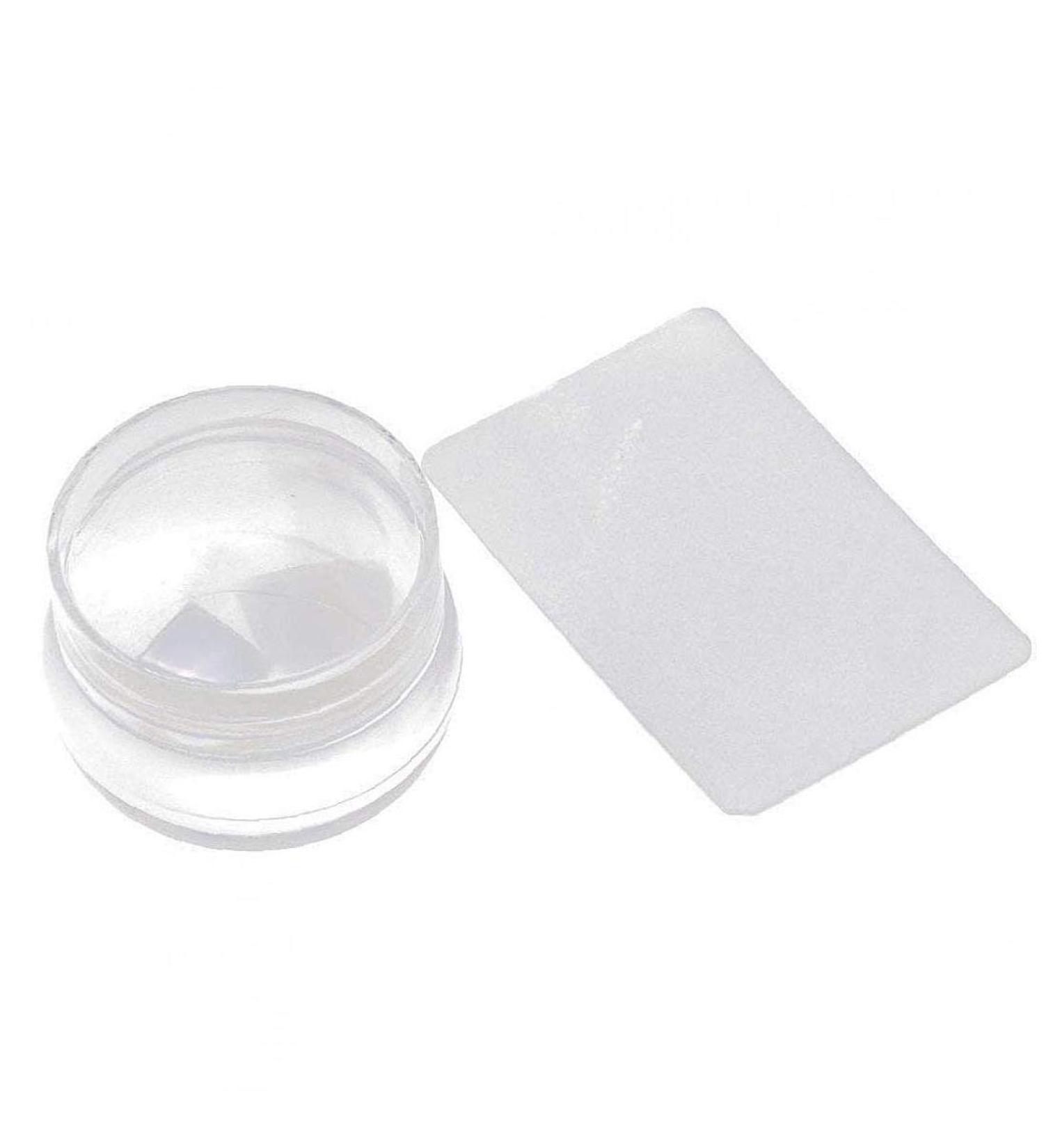 Clear Jelly Nail Art Stamper and Scraper Transparent Silicone Nail Art Stamping Template with Cap Manicure Nail Care Tool-1set - Buy Online on GoSupps.com