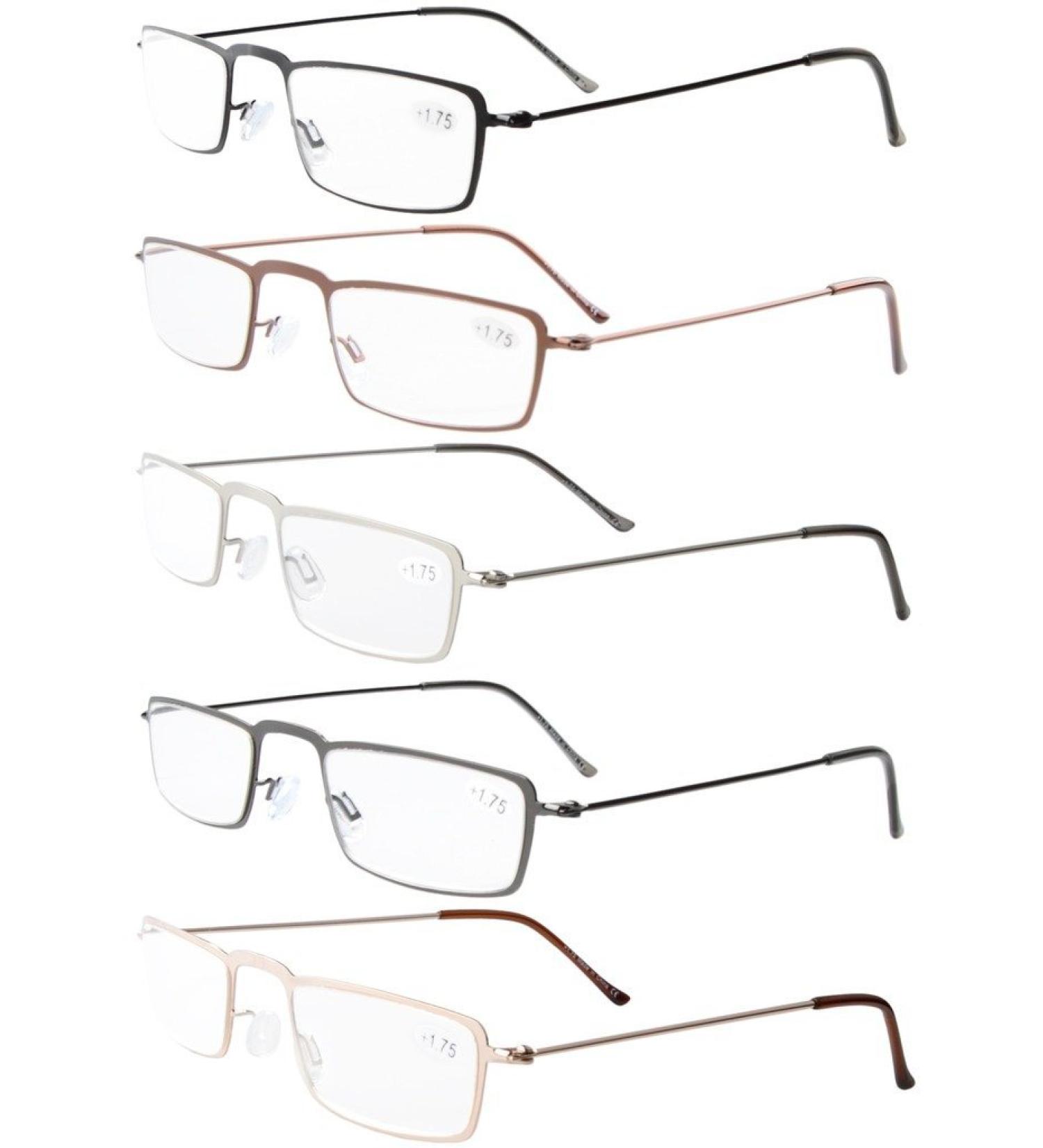 Eyekepper 5pcs Stainless Steel Frame Half-Eye Reading Glasses +1.75 - Stylish & Comfortable Readers for Every Occasion - Buy Online on GoSupps.com